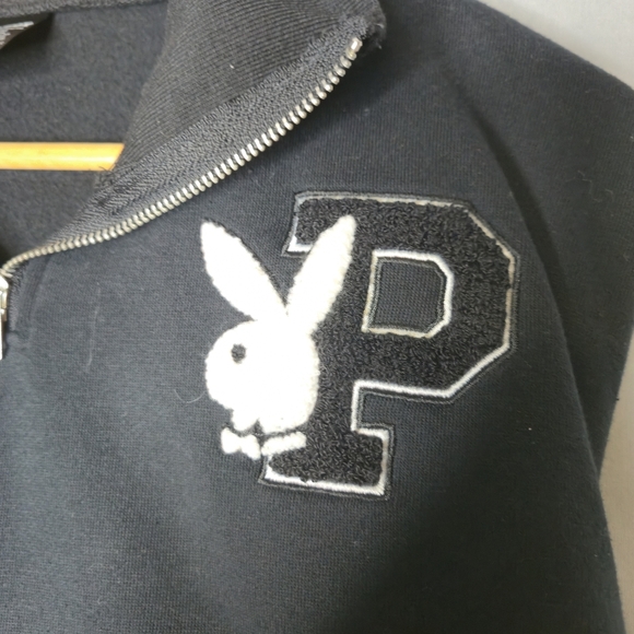 Playboy Cropped Sweatshirt Black And White Size XL - Picture 8 of 11